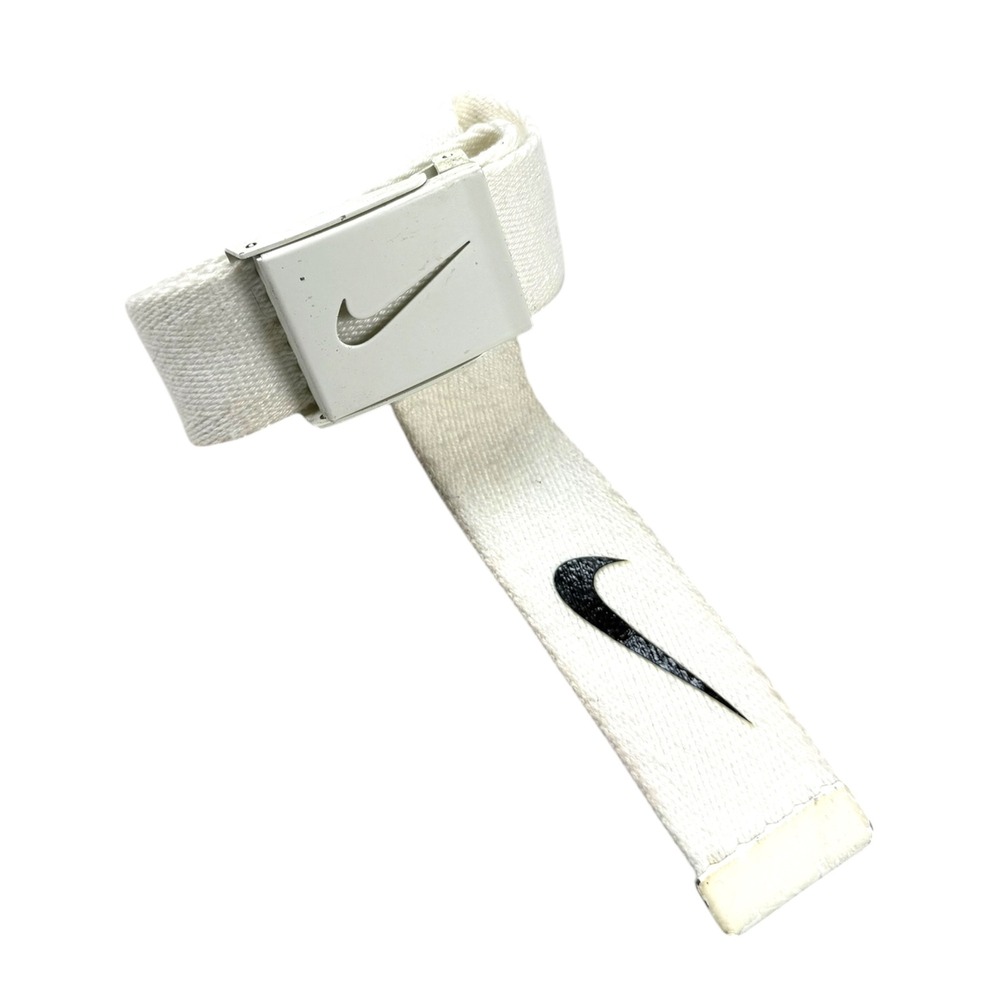 Nike Golf White Web Belt Swoosh Buckle Bottle Opener Adjustable Cut To Fit OS